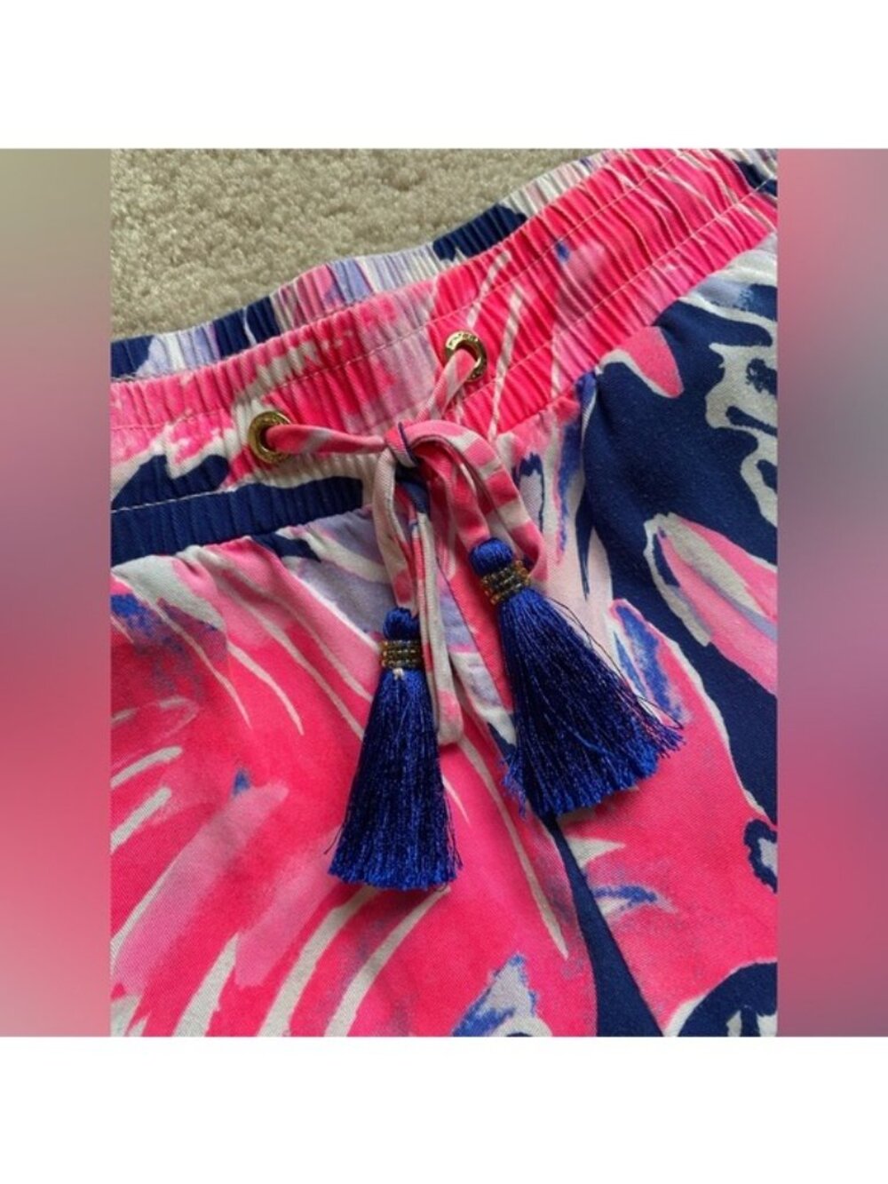 LILLY PULITZER True Blue Paradise Point Piper Pull On Pants Size Small - Picture 4 of 5